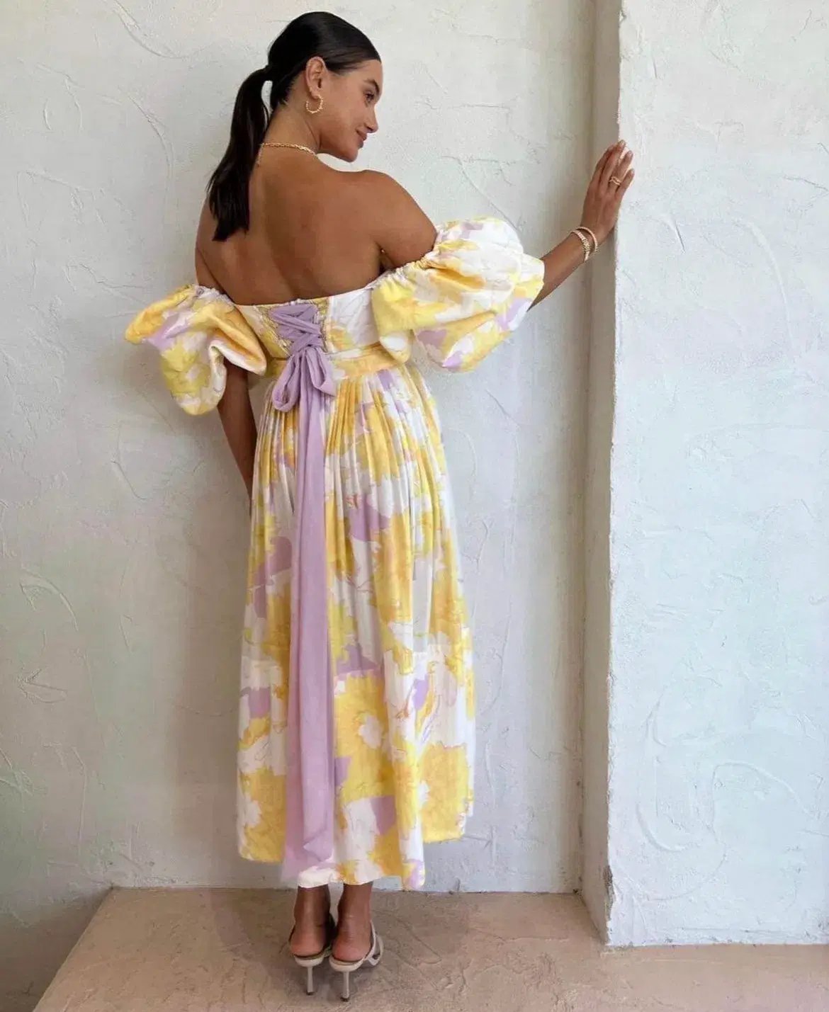 Leo Lin Simone Puff Top & Elina Skirt Set Jasmine Print in Sun Size 8 photo 2