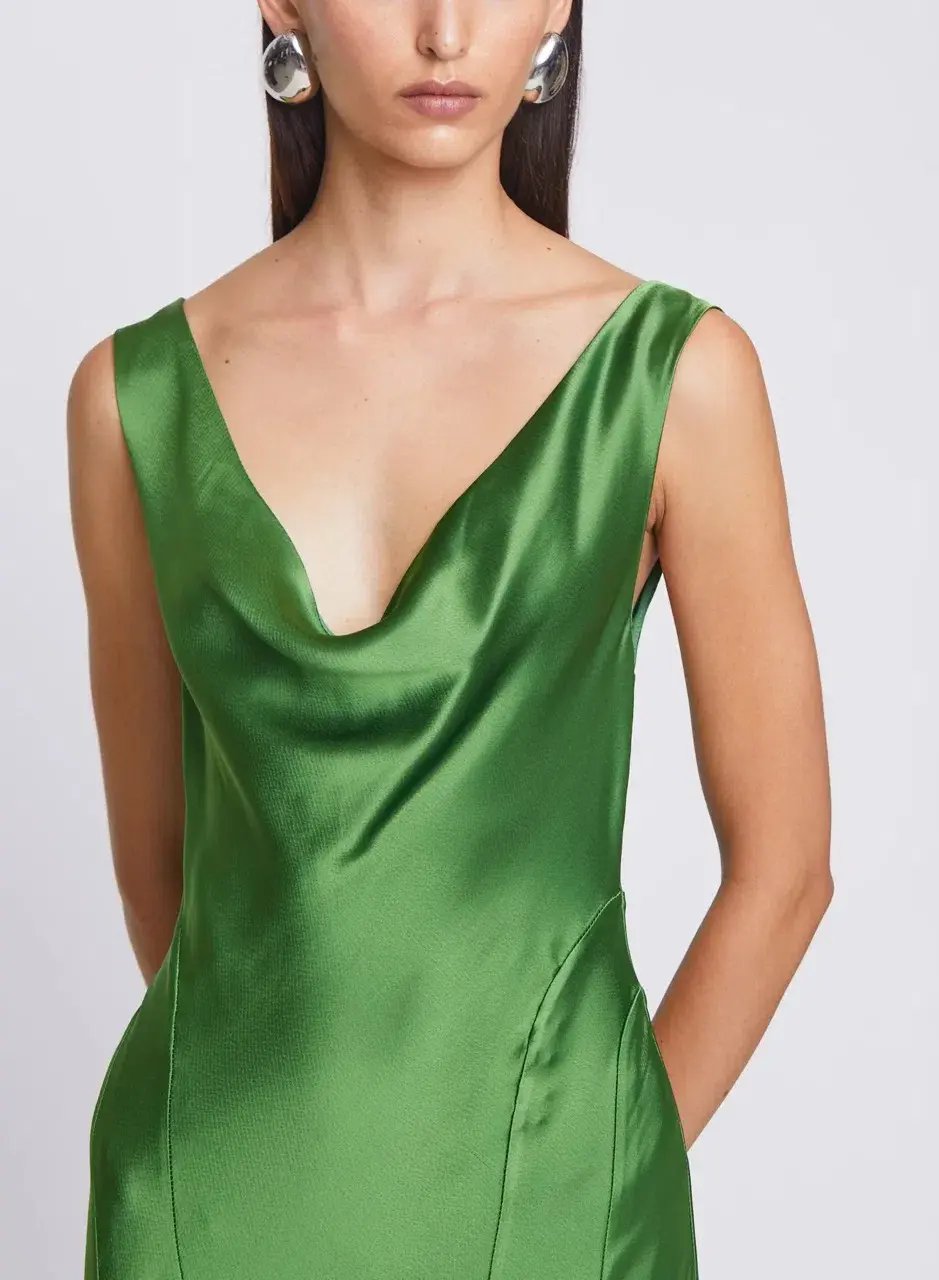 ANNA QUAN Keira Draped Maxi Dress Gown in Green Fern 10 photo 6