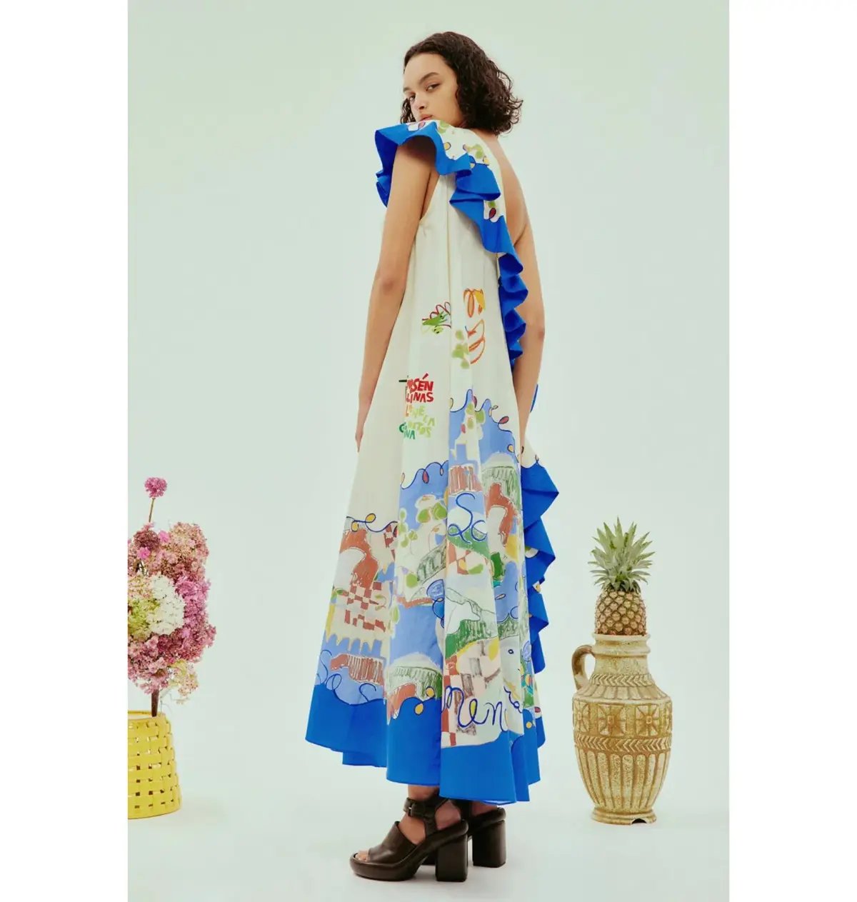 Alemais Nadia One Shoulder Ruffle Dress Multi Size AU 16 photo 3