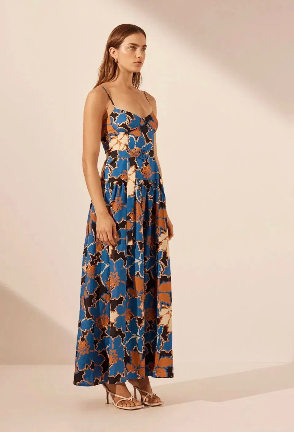 Shona Joy Karla Panelled Bustier Maxi Dress Strong Blue/Multi Size 8 photo 4