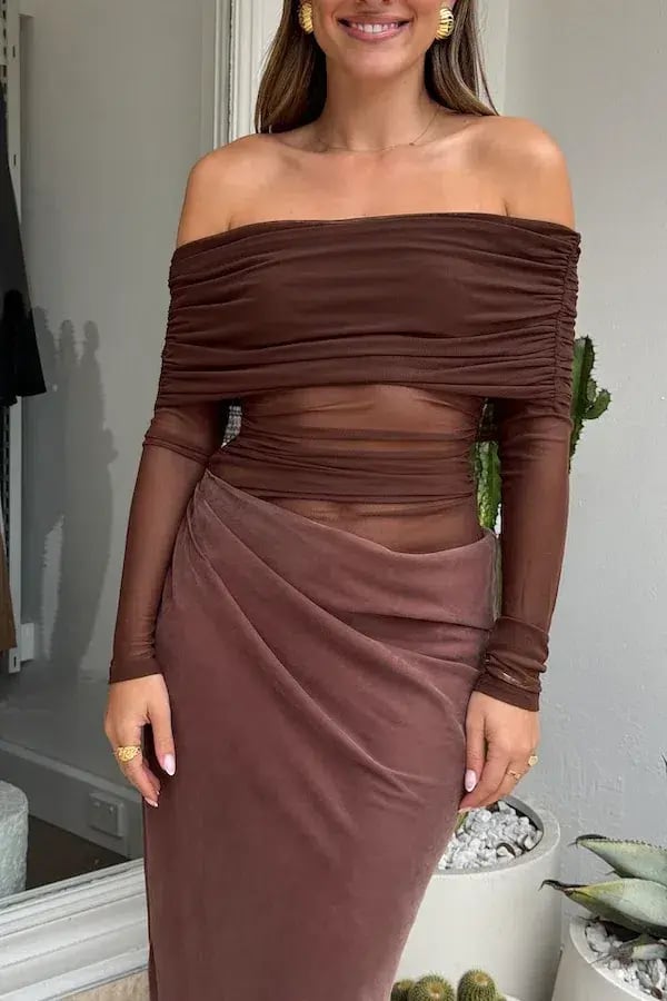 Benni Yasmin Off Shoulder Maxi Chocolate Size AU 4 photo 2