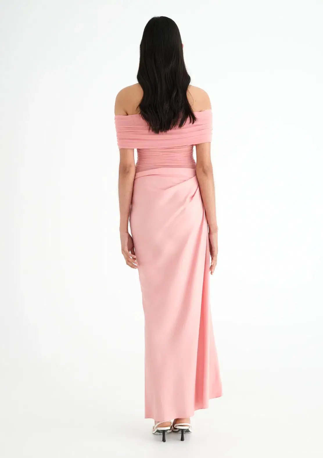 Benni Nico Off Shoulder Maxi Dress Candy Floss Size S/AU 8 photo 3