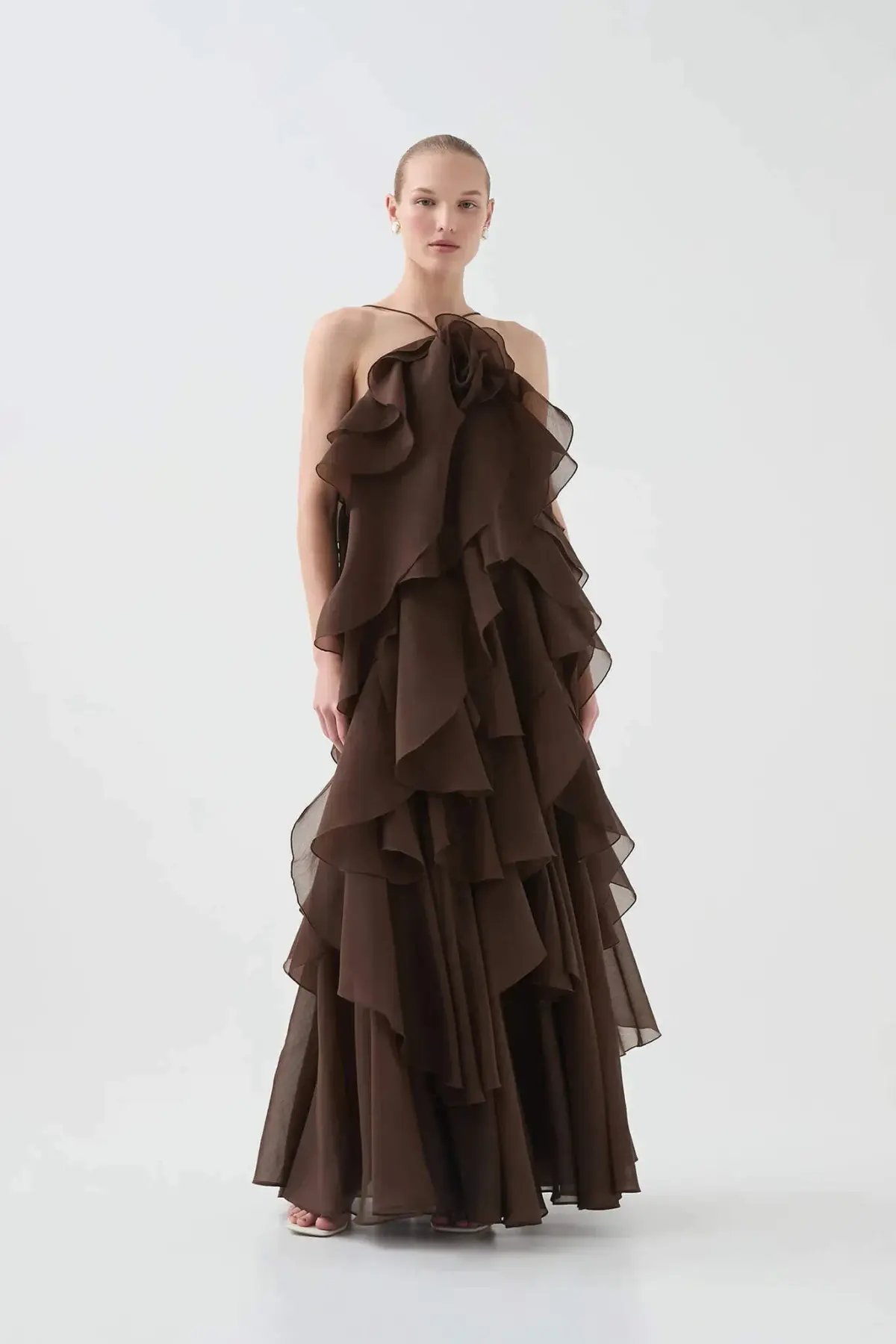 Aje Pandorea Layered Maxi Dress in Carob Size AU 10 photo 3