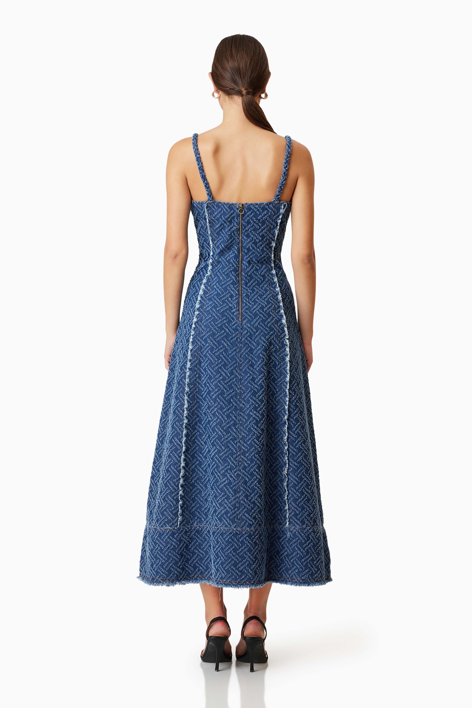 ELLIATT CORA DENIM MIDI DRESS - NAVY photo 5
