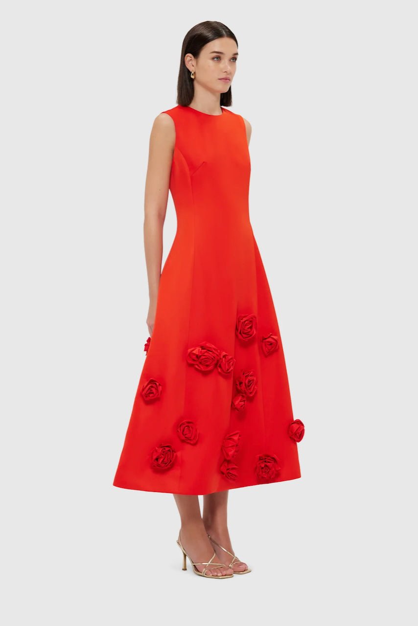 LEO LIN CLEO SLEEVELESS MIDI DRESS - SCARLET photo 3
