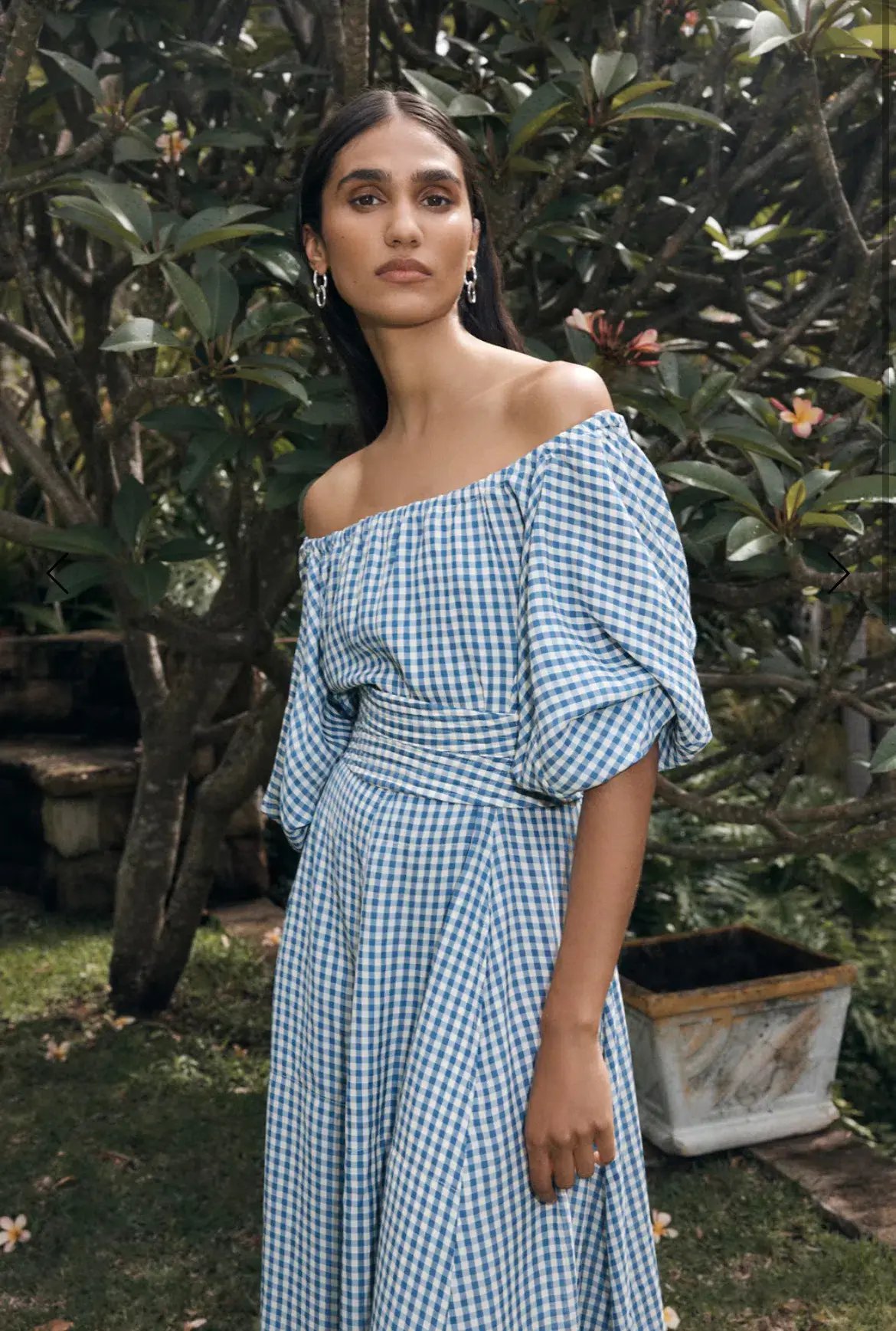 Scanlan Theodore Gingham Gathered Dress Blue Size 8 photo 2