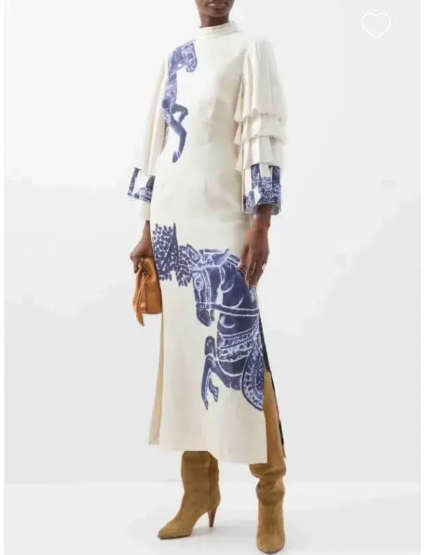 Alemais Rider Pleat Sleeve Midi Dress White Blue Size AU 6 photo 3