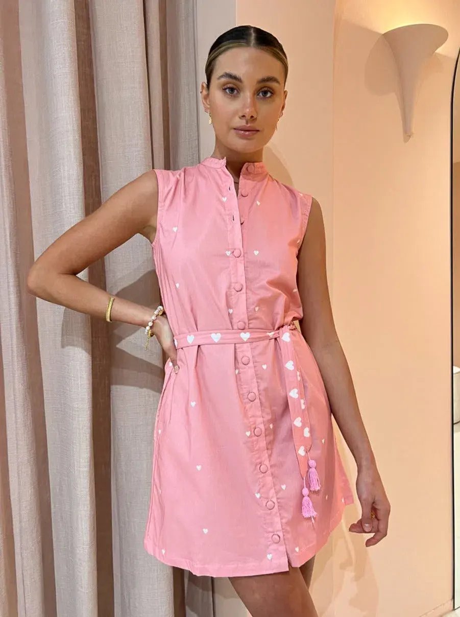 Ambra Maddalena Piper Mini Dress in Pink Hearts Size 10 photo 2