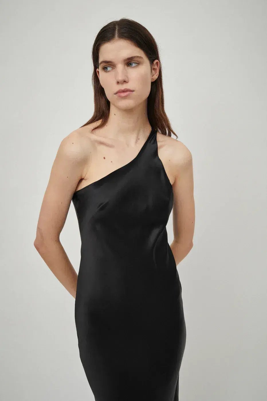 Beare Park Silk Satin One Shoulder Tank Dress Black Size 6 photo 4