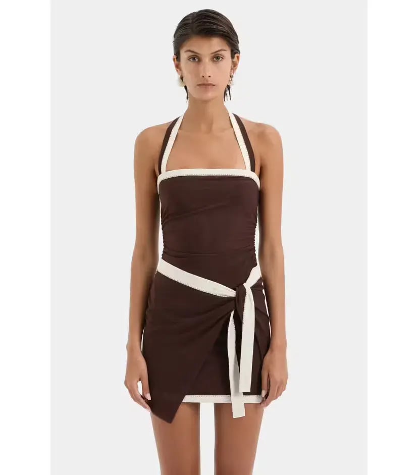 Sir The Label Jacques Mini Dress Chocolate Size 1 / AU 8 photo 3