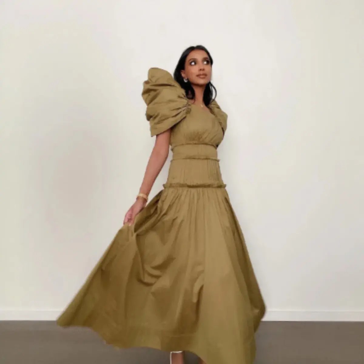 AJE  Frequency Butterfly Sleeve Dress Olive Green Size AU 8 photo 3