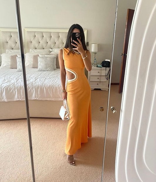 Christopher Esber Skewed Neck Multi Bind Dress - Orange photo 4