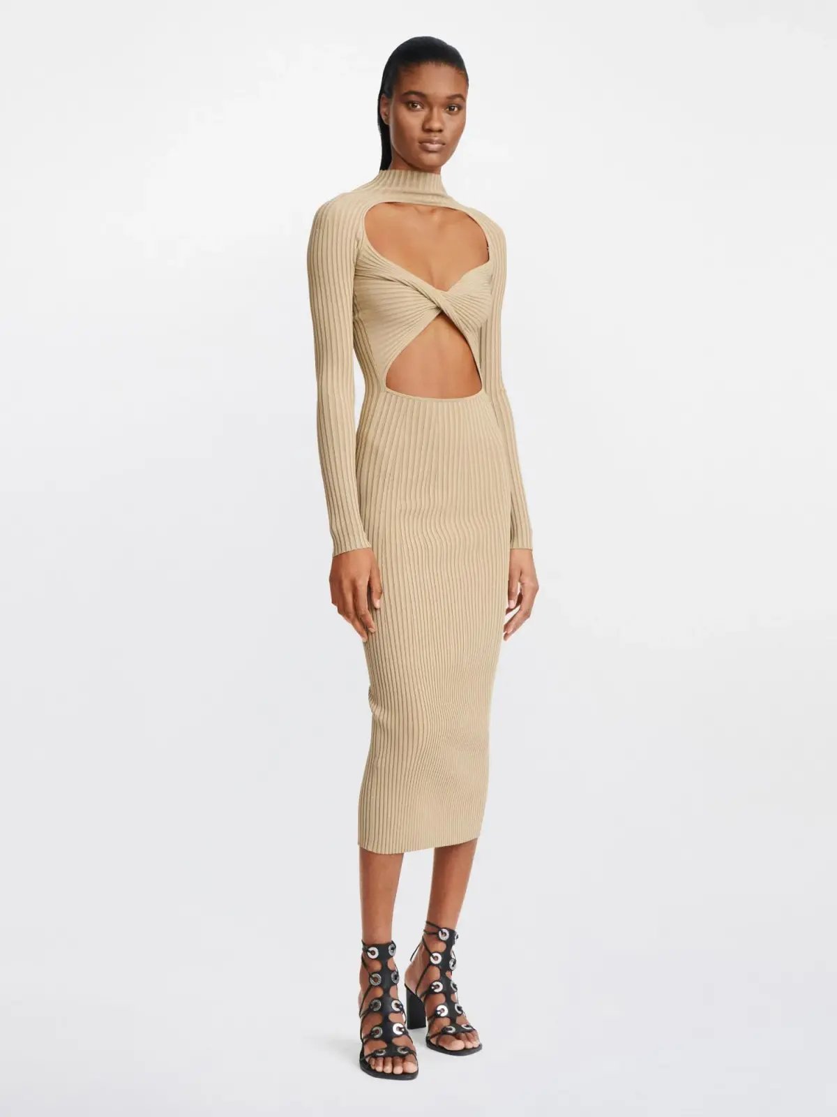 Dion Lee Stripe Rib Twist Dress Sahara Size 10 photo 4