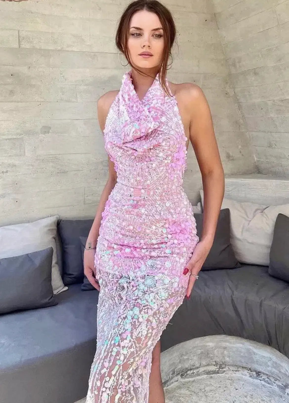 Eliya The Label Laura Sequin Dress Pink Size S / AU 8 photo 2