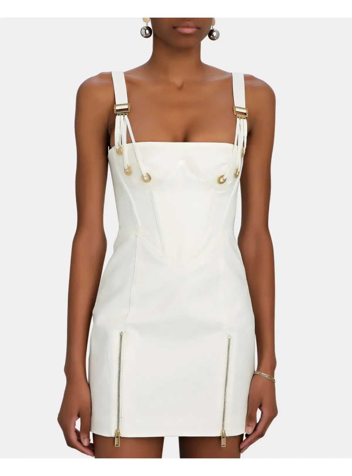 Dionlee Fan Lace Zip Dress in White Size XXS / AU 4 photo 3