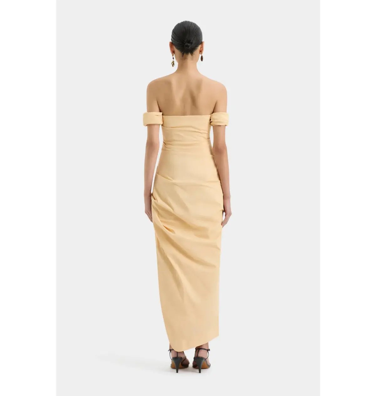 Sir the Label Carmen Draped Gown in Light Peach Size AU 6 photo 3