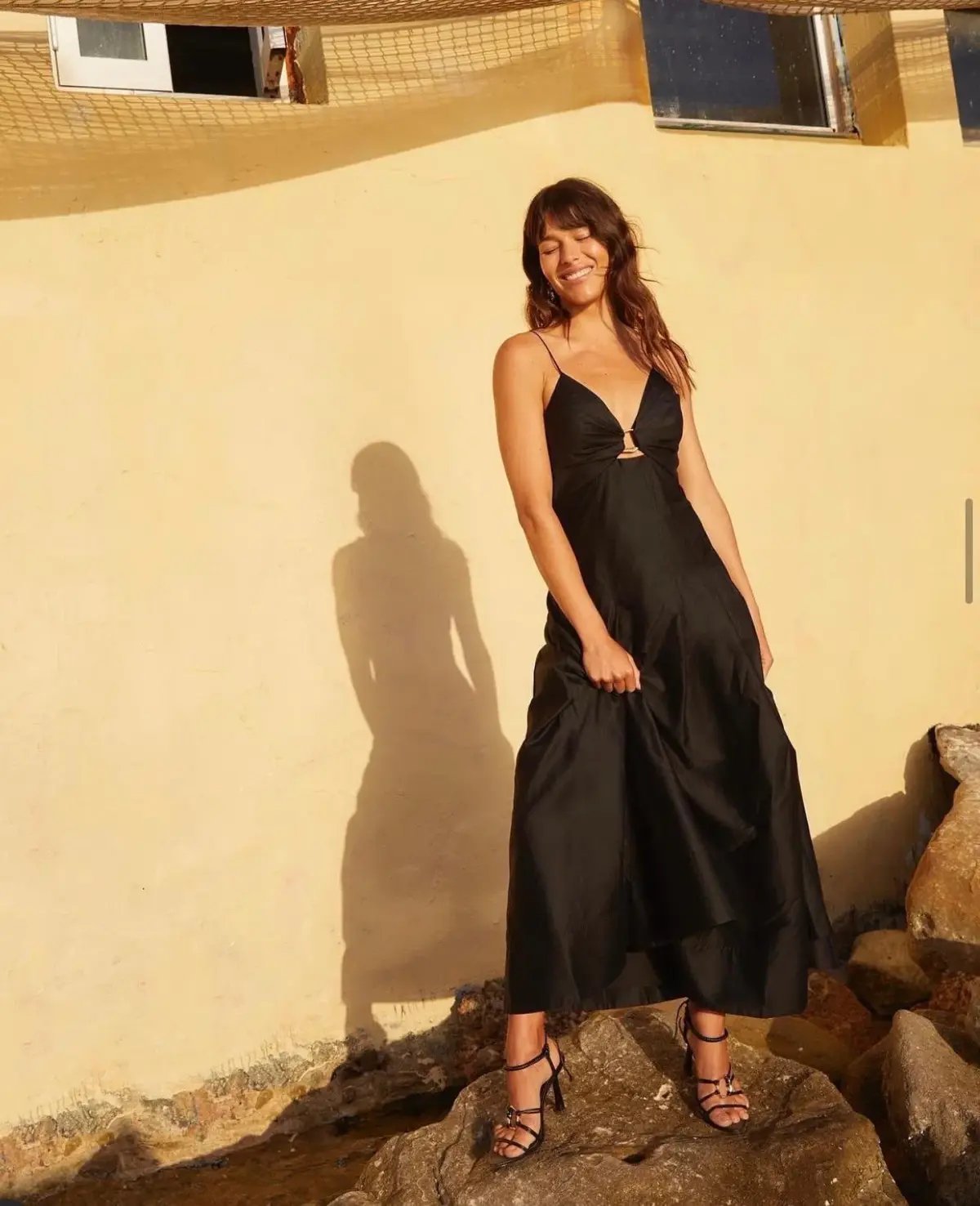 Aje Solstice Strappy Ring Midi Dress Black Size 6 photo 3