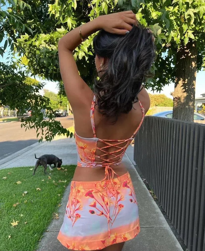 Miaou Venus Corset and Micro Mini Skirt Sunrise Set Orange Size L photo 3