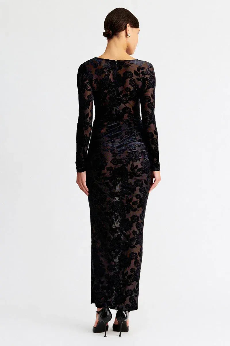 Suboo Helena Long Sleeve Ruched Maxi Black Size 8 photo 3