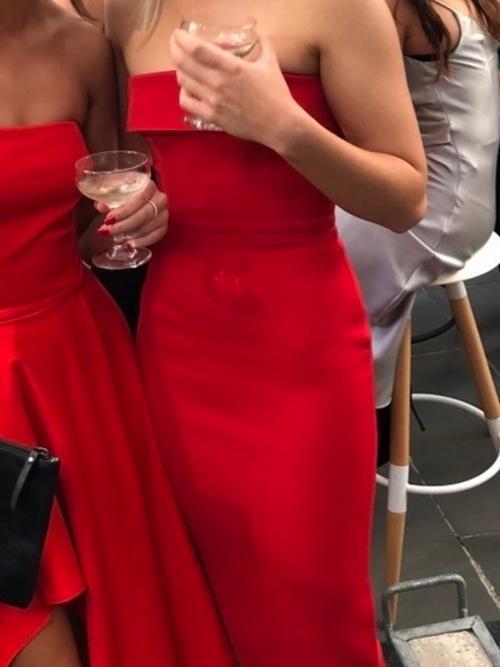 Alex Perry Elsie Red Stretch Strapless Cuff Red Size 6 photo 4