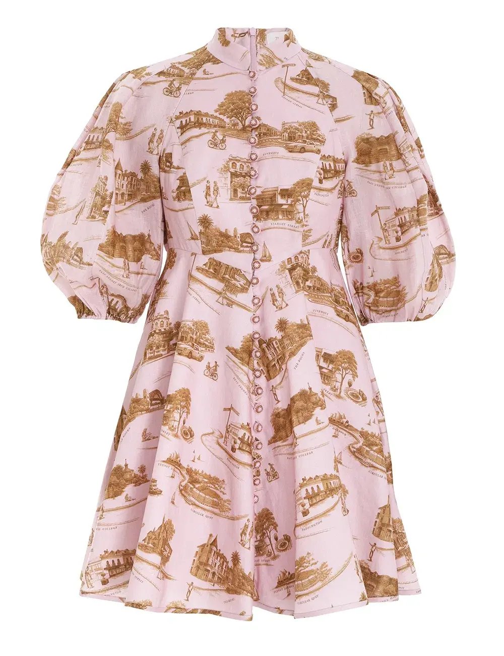 Zimmermann Day Mini Dress Pink/Gold Toile Size 2 / Au 12 photo 2