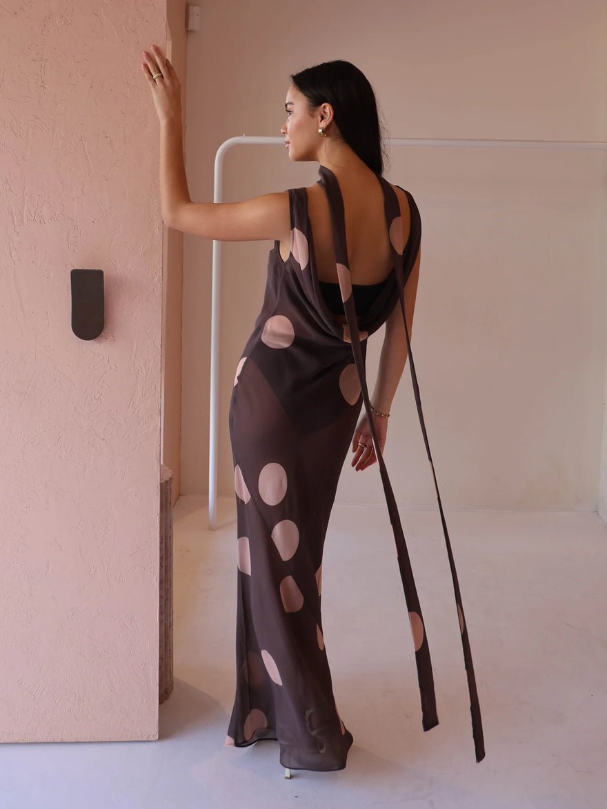 By Nicola Juno Maxi Dress - Chocolate Polka photo 4