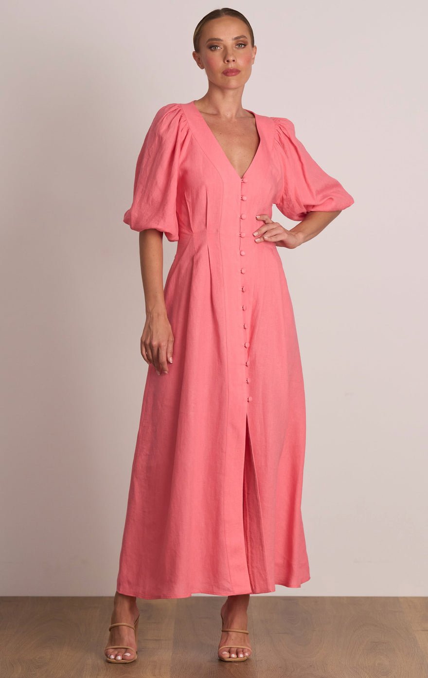 Pasduchas Meadows Button Midi Dress - Punch Pink photo 3