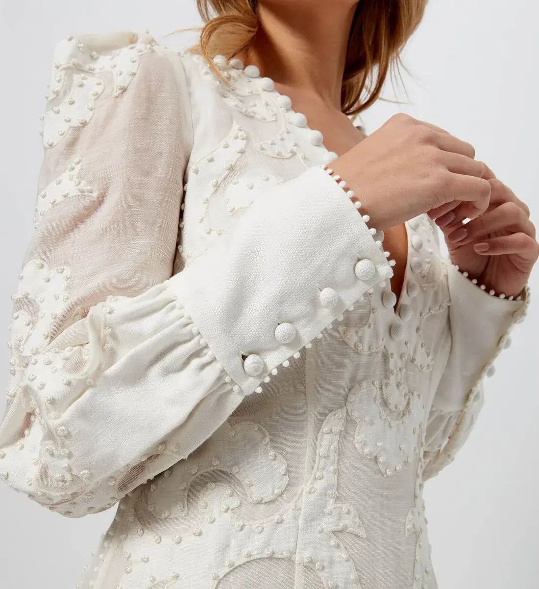 Zimmermann Sunny Appliqué Flip Dress White Size 8 photo 3