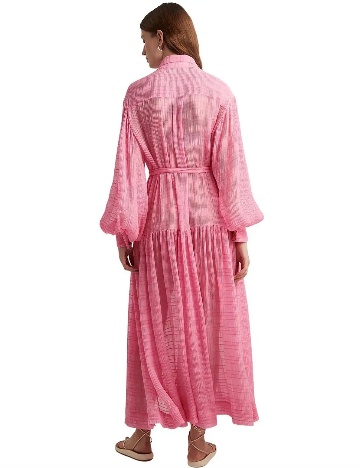 Alemais Antonella Silk Embroidered Shirt Maxi Dress Pink Size 6 AU photo 8