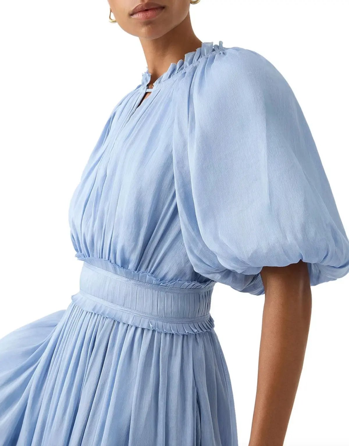 Aje Elysium Blouson Midi Dress Steel Blue Size 6 photo 4