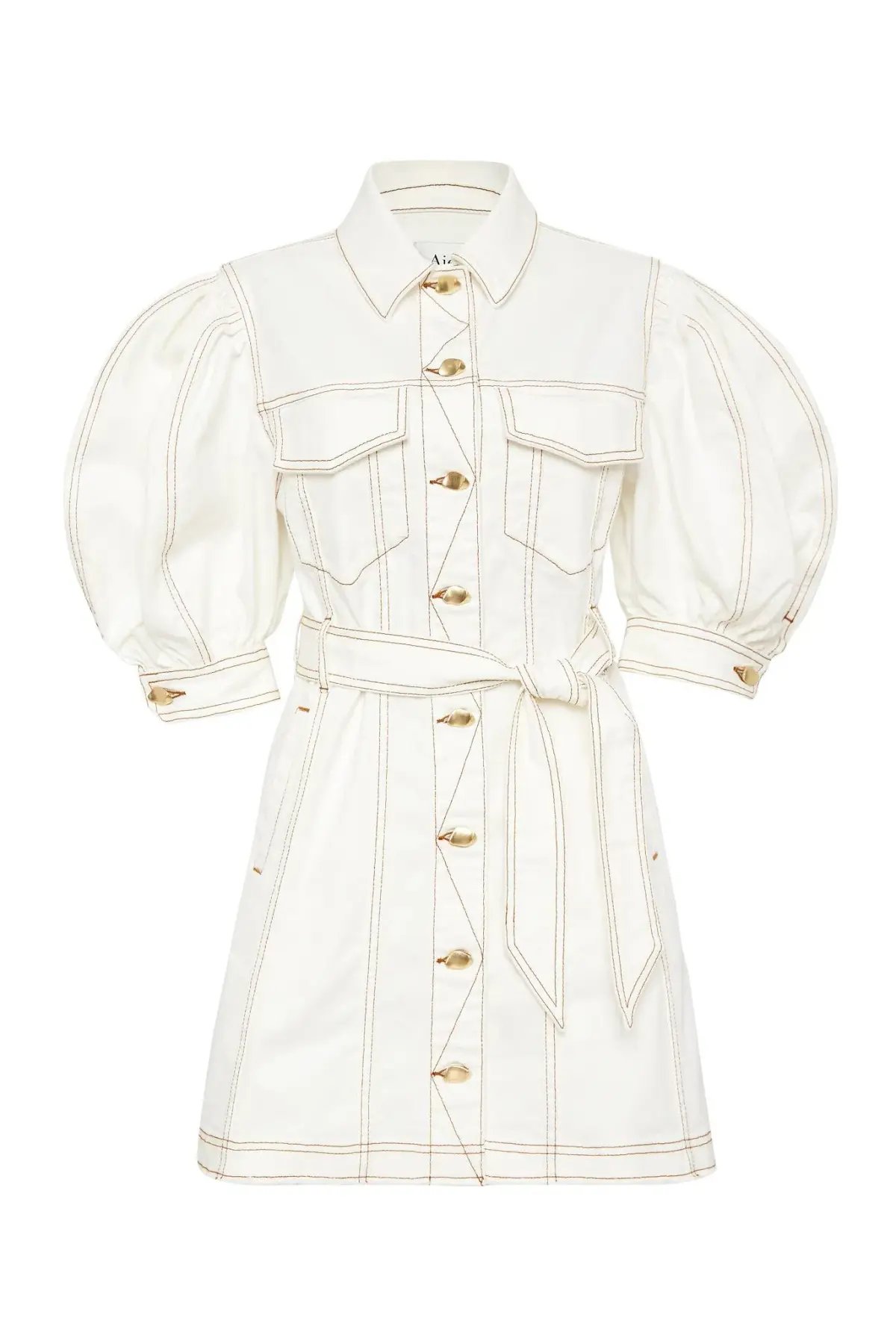Aje Tori Denim Stitch Dress White Size 8 photo 4