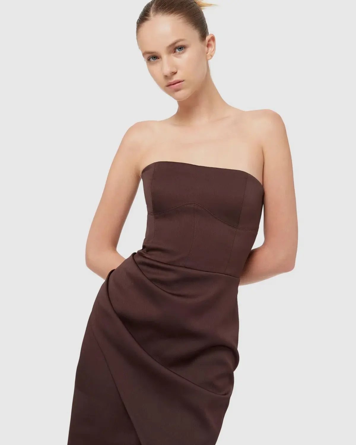 Manning Cartell Time To Shine Strapless Midi Dress Brown Size 10 photo 4