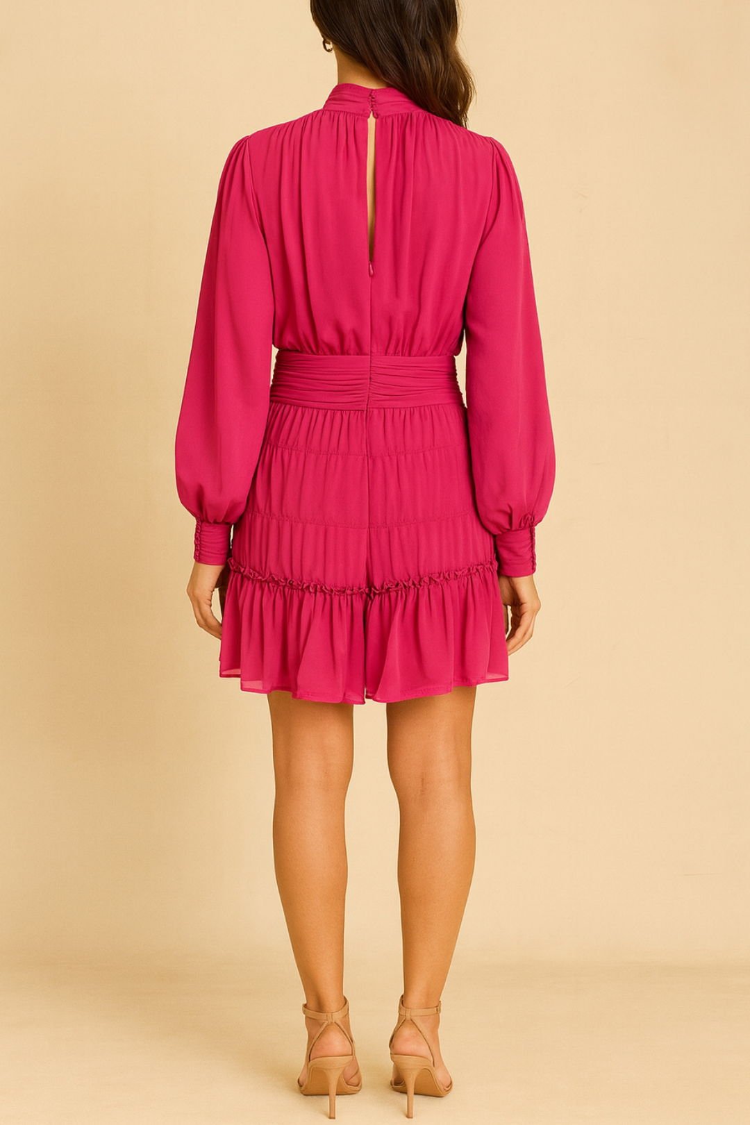 Pink Tiered Ruffle LS Dress photo 2
