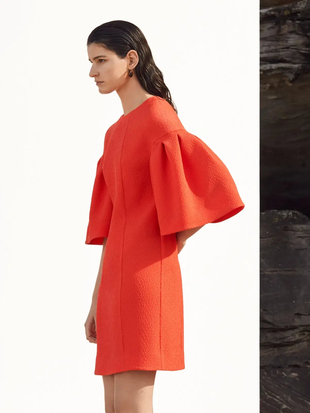 Veronika Maine Stretch Cloque Shift Dress Red/Orange Size 6 / XS photo 4