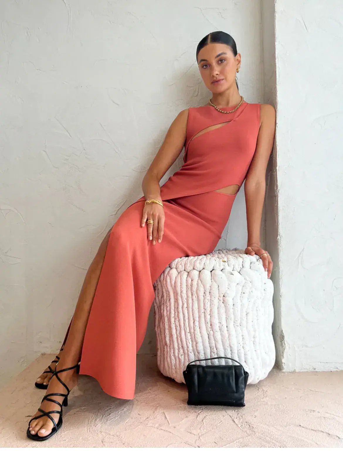 Sir The Label Nadja Cut Out Maxi Dress in Coral Size 1/ AU 8 photo 2