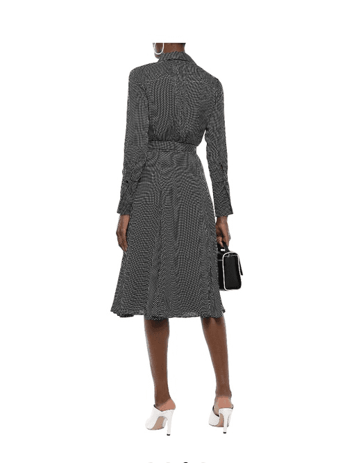 Equipment - Bancort belted black checked crepe de chine shirt dress size 8 photo 3