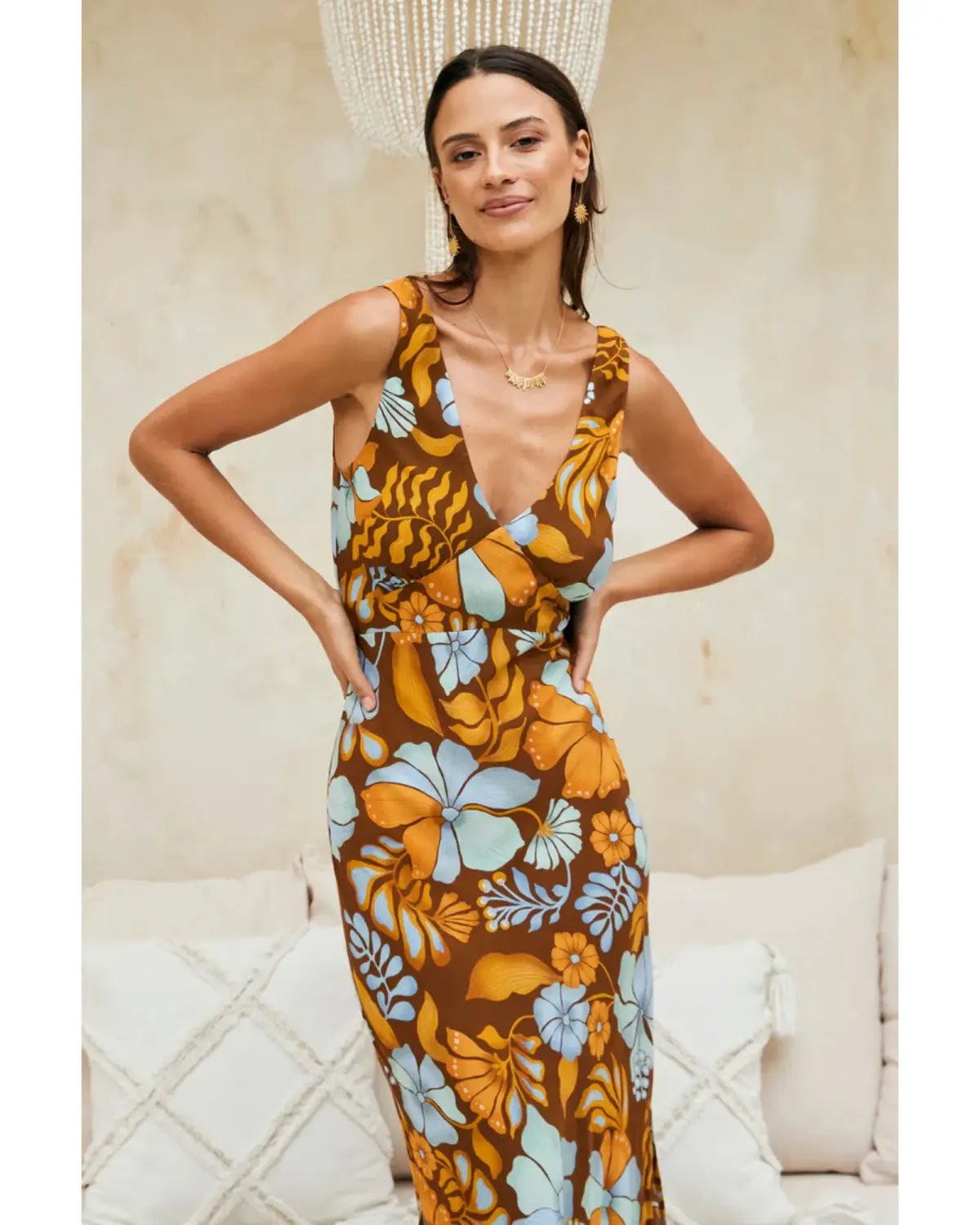 Nine Lives Bazaar Sara Bias Midi Dress Bamboo Size AU 14 photo 2