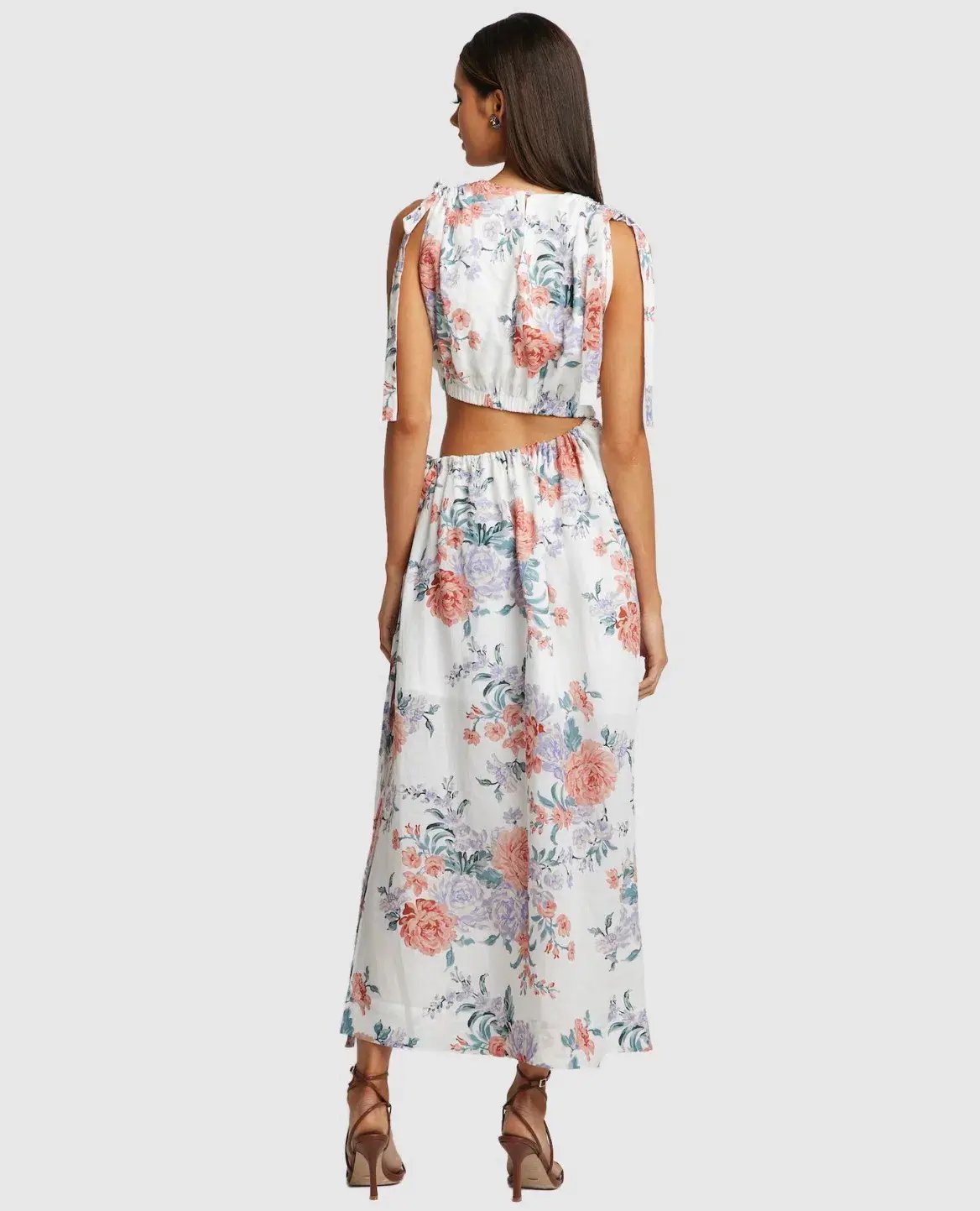 Sofia The Label Moma Gathered Cut Out Maxi Dress Floral Size 12 photo 3