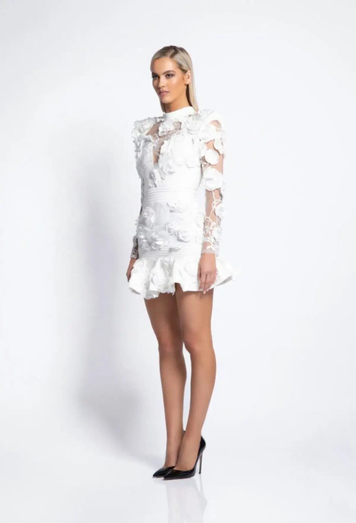 Zhivago White Mini Vendetta Mini Dress Floral Lace Size 6 photo 2