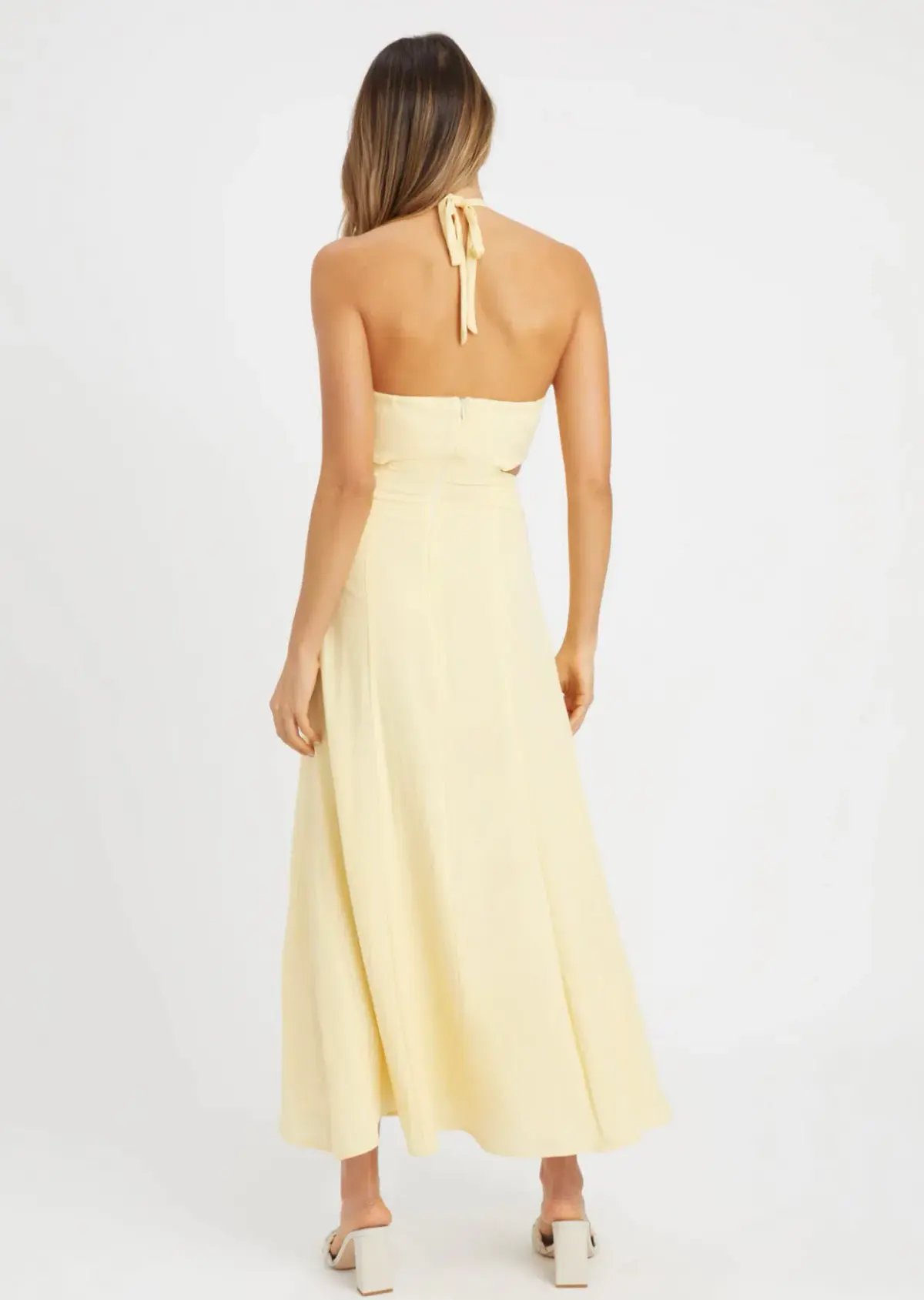 Kookai Hayman Cut Out Midi Dress Lemon Size 12 photo 2