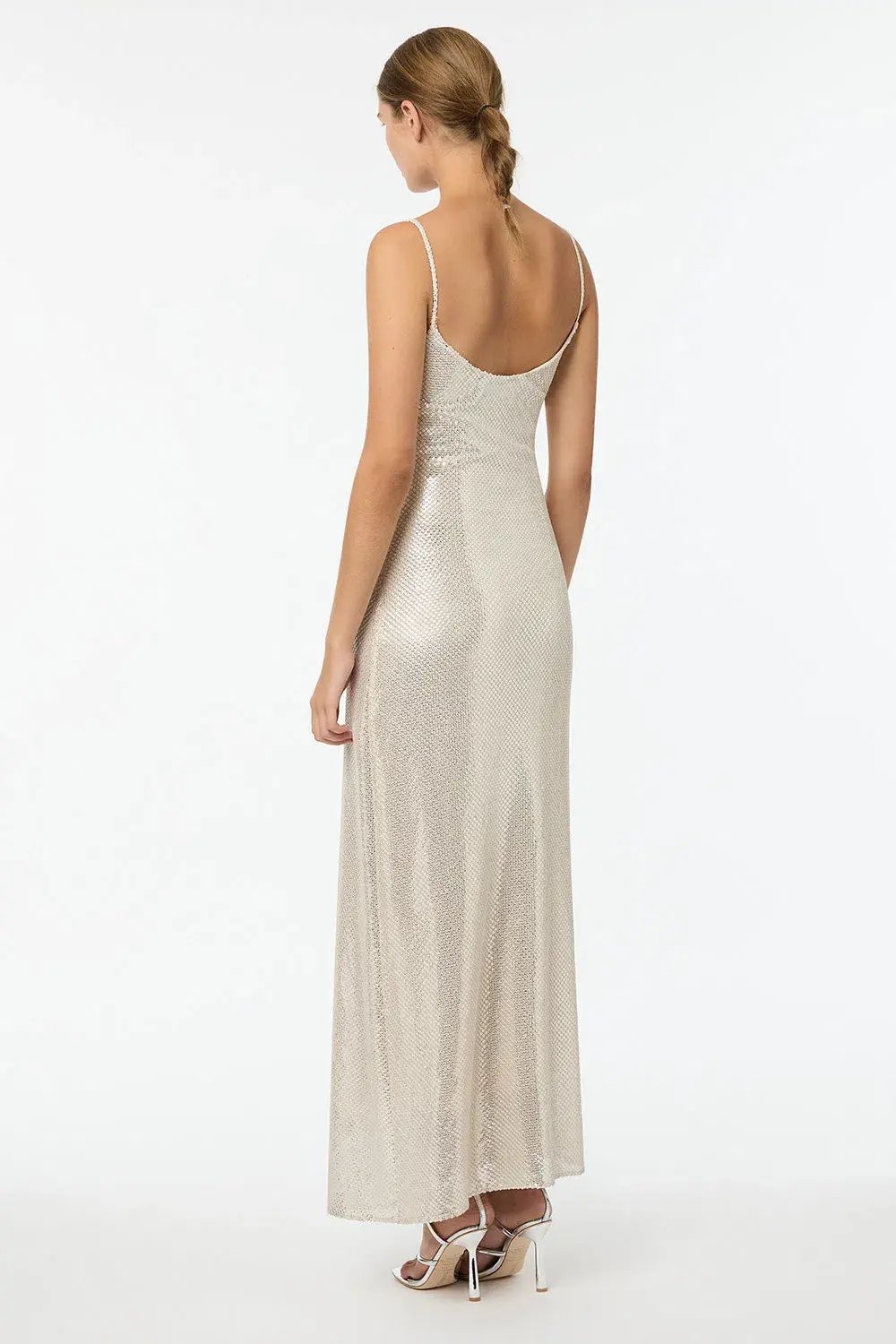 Manning Cartell High Voltage Slip Maxi Dress in Nude Silver Size 10 photo 3