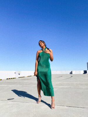 L'idée Soiree Pleated Halter Dress Emerald photo 6