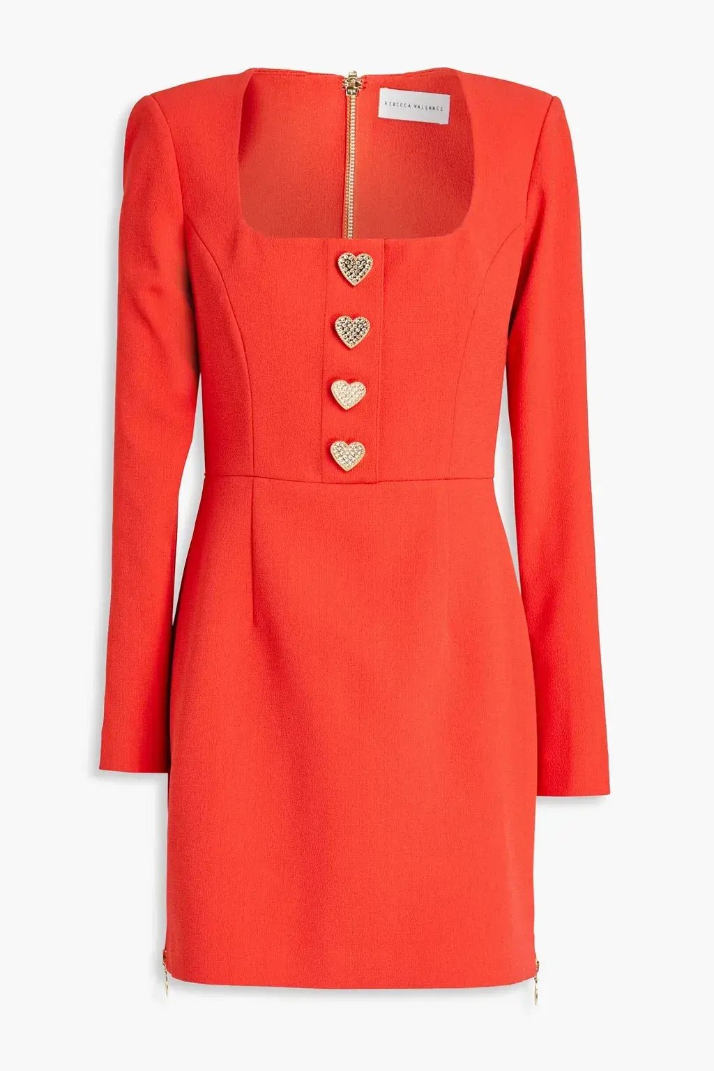 Rebecca Vallance Amara Embellished Crepe Mini Dress Tomato Red Size 16 photo 4