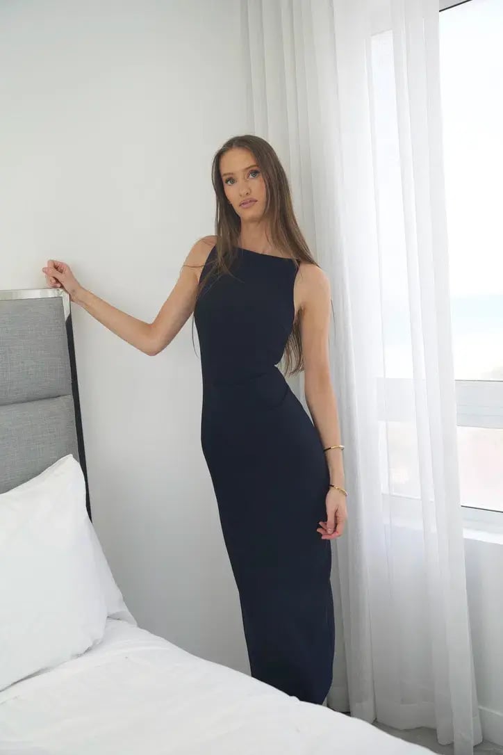 Bec & Bridge Be Mine Tuck Dress Navy Size 6 photo 6