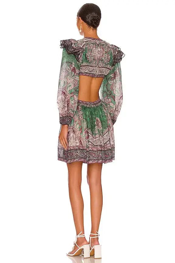 Zimmermann The Anneke Ruffle Mini Dress in Teal Paisley Size 1/ AU10 photo 2