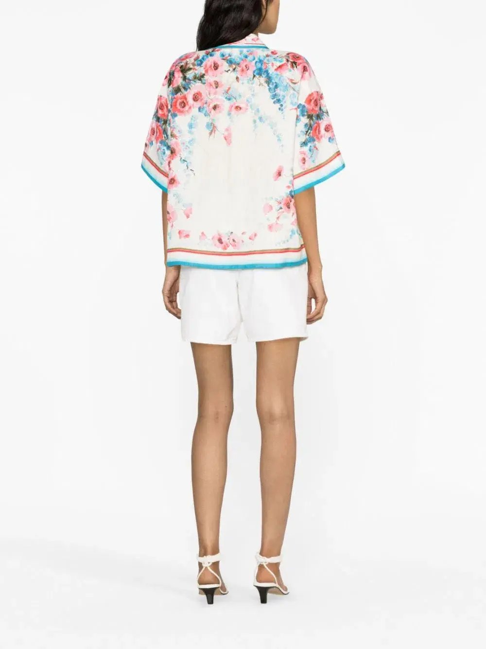 Zimmermann The Halcyon Oversized Shirt in Pink/Blue Floral Size 0/Au 8 photo 2