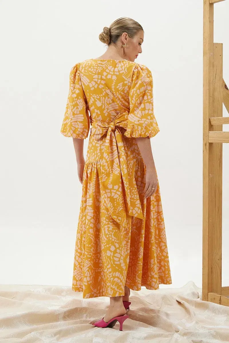 Mon Renn Monarch Dress Yellow Floral Size 8 photo 3