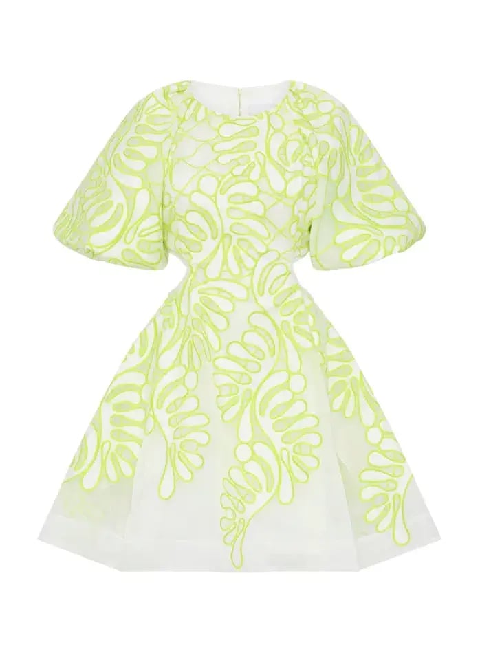 Aje Botanical Applique Mini Dress Ivory/Citrus Yellow Size XXS / AU 4 photo 7