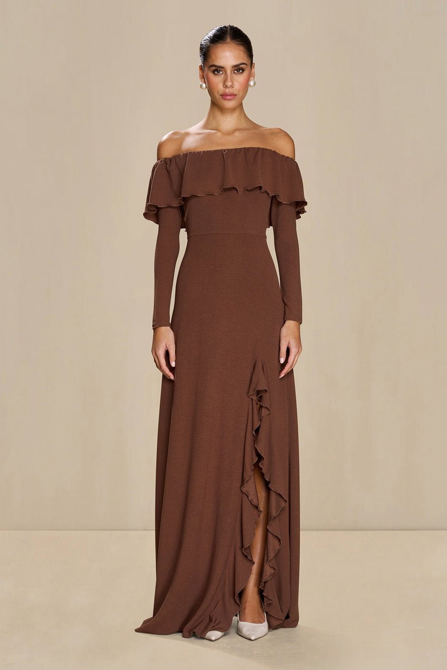 Sonya Aria Ruffle Dress - Espresso photo 4