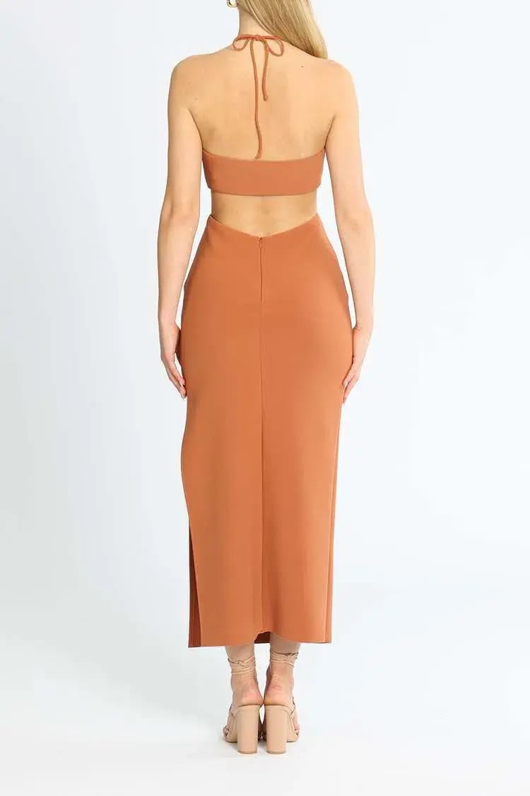 Bec and Bridge Cut Out Midi Dress Orange Size 16 photo 3